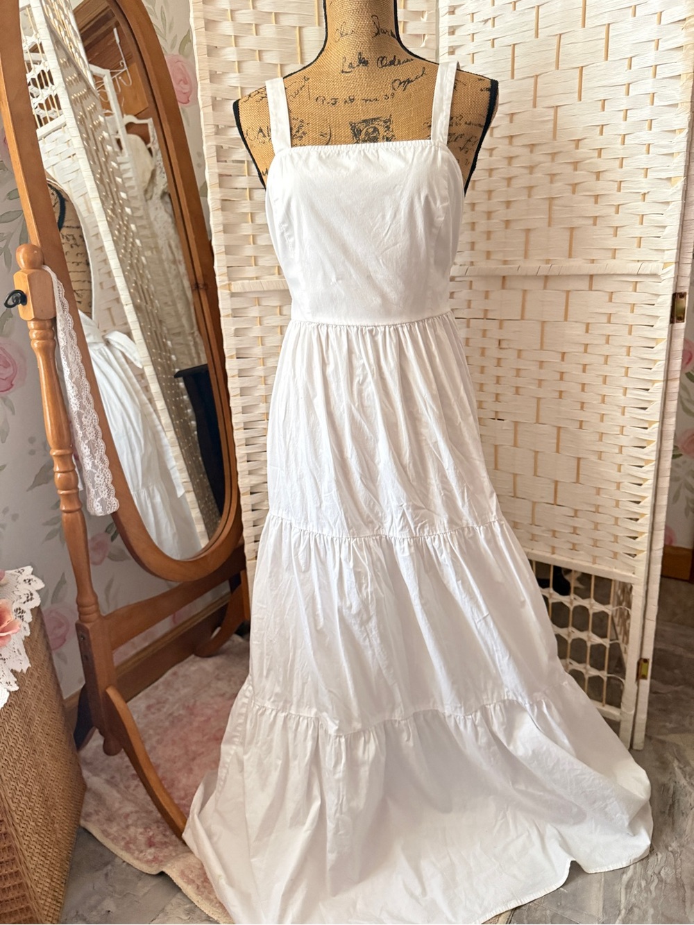 White Tie-Back Maxi Sundress